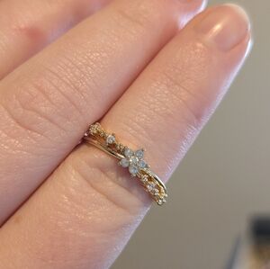 Multiband Gold plated Floral Women's Adjustable Ring